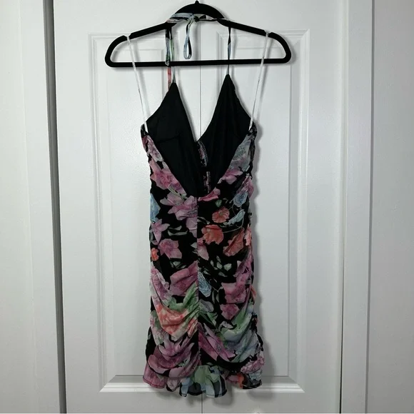 Lulu’s Women’s Floral Ruched Ruffles Mini Dress Size S - Picture 2 of 7